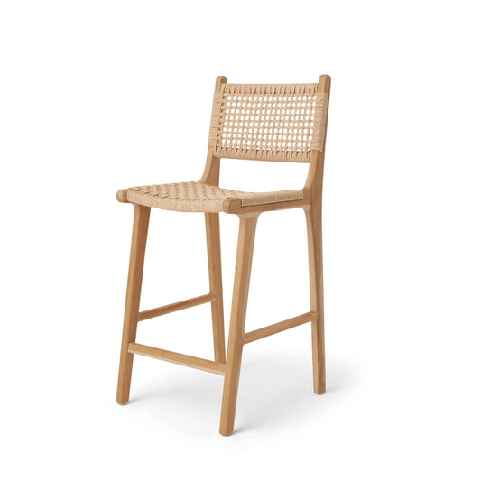 #2 In Paper Cord - Counter Stool - Woven Danish Paper Cord - High-Grade Teak Frame With Neutral Finish - Hati Home