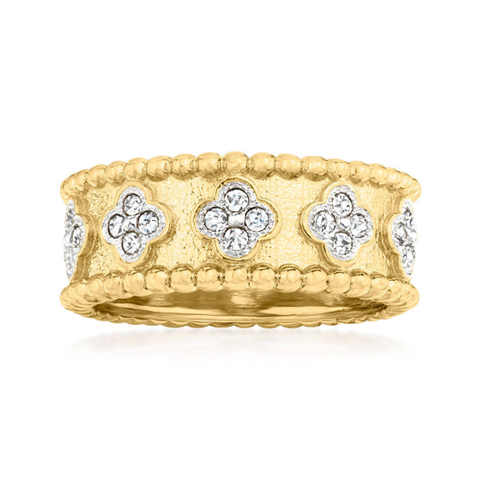 0.5 Ctw Diamond Clover Ring In 18kt Gold Over Sterling