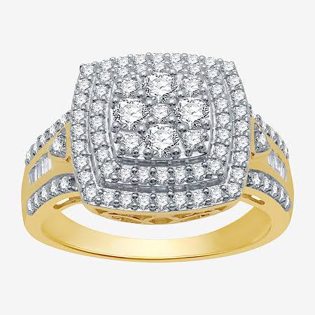 1 Ct. T.W. Mined White Diamond 14k Gold Over Silver Halo Cocktail Ring