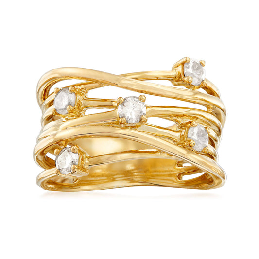 0.5 Ctw Diamond Highway Ring In 18kt Gold Over Sterling
