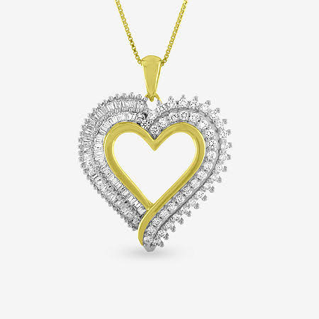 1 Ct. T.W. White Genuine Diamond 14k Gold Over Silver Heart Pendant Necklace