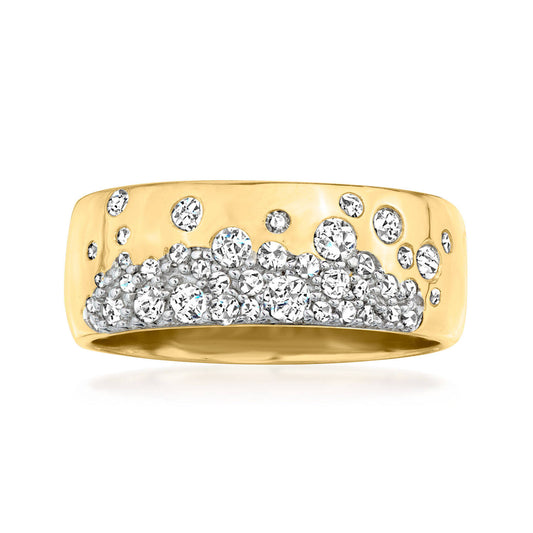 0.5 Ctw Scattered-Diamond Ring In 18kt Gold Over Sterling
